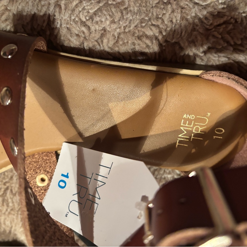 Time and Tru Brown Studded Sandals - Picture 2 of 4